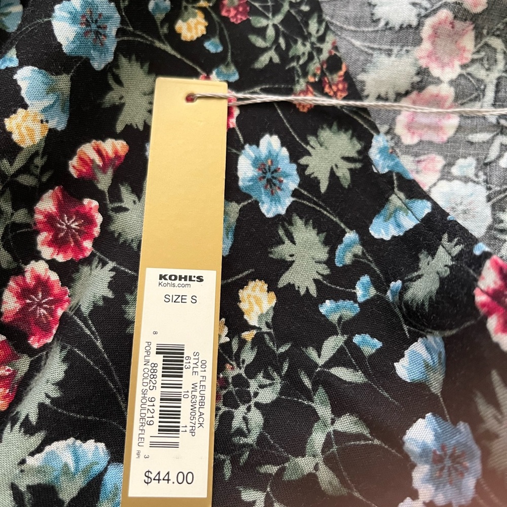 Lauren Conrad cold shoulder mid sleeve floral print shirt NWT small - Picture 5 of 5